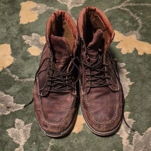 Red Wing Shoes Brown Leather Moc Toe Lace-Up Boots